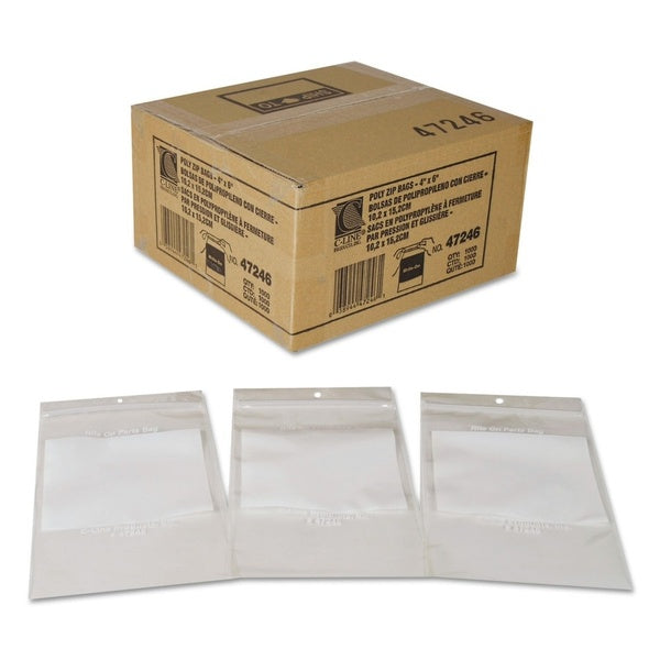 1000-PACK OF C-Line 47246 Clear Write-On Poly Bags - 4" x 6" 2 Mil - Pack of 1000 for Easy Storage and Organization