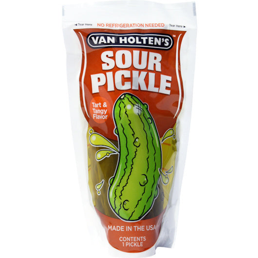 12-PACK OF Large Sour Pickle Whole Single Serve Pouch Van Holten Pickles, 12 - 1 Ea