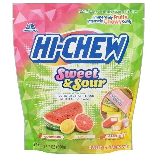 4-PACK OF Candy Fruit Chews Sweet & Sour Gummy Candy Stand Up Pouch