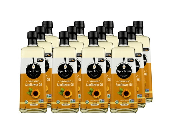 12-PACK OF Oil Sunflower Organic Refined High Heat Spectrum Naturals 32 fz