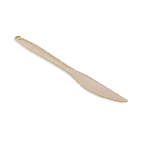 1000-PACK OF Cutlery Plastic Pactiv Corp. EarthChoice Heavyweight Cutlery Knife - 7.5 Inch Tan Disposable Knives (1000 Count) for Durable Dining