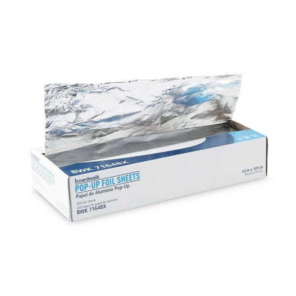 2400-PACK OF Boardwalk BWK7164 Heavy-Duty Aluminum Foil Pop-Up Sheets - 12 x 10.75 Inches, 200 Sheets per Box, 12 Boxes per Carton for Food Service & Catering