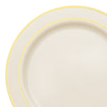 12-PACK OF Plate Plastic 10.25" Ivory Gold Edge