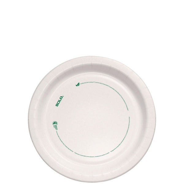 500-PACK OF Plate Paper Solo MP9-Planet 8.5-Inch Compostable Paper Dinner Plates - Eco-Friendly White Dinnerware (500 Plates per Carton)