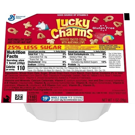 96-PACK OF Gluten Free Cereal 25% Less Sugar Single Serve Bowlpak General Mills, 96 - 1 Oz