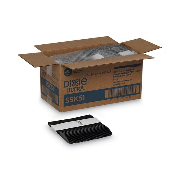 960-PACK OF Cutlery Plastic Dixie SSK51 SmartStock Series-O 7-Inch Mediumweight Plastic Knife Refill - Black (40 Knives per Pack, 24 Packs per Carton)