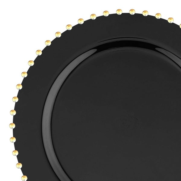 12-PACK OF Plate Salad 7" Black Gold Pearl