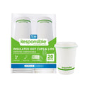 200-PACK OF CUP HOT COMPOSTABLE PAPER SMOOTH INSULATED 12 OZ AND LIDS COMBO KIT 20CT DISPOSABLE