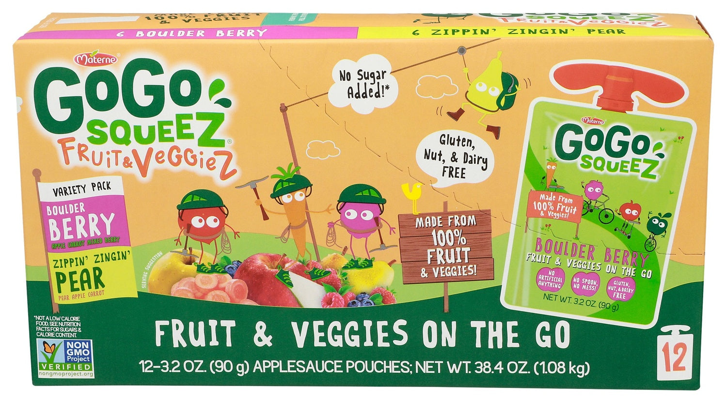 6-PACK OF SAUCE APPLE POUCHES, BERRY PEAR