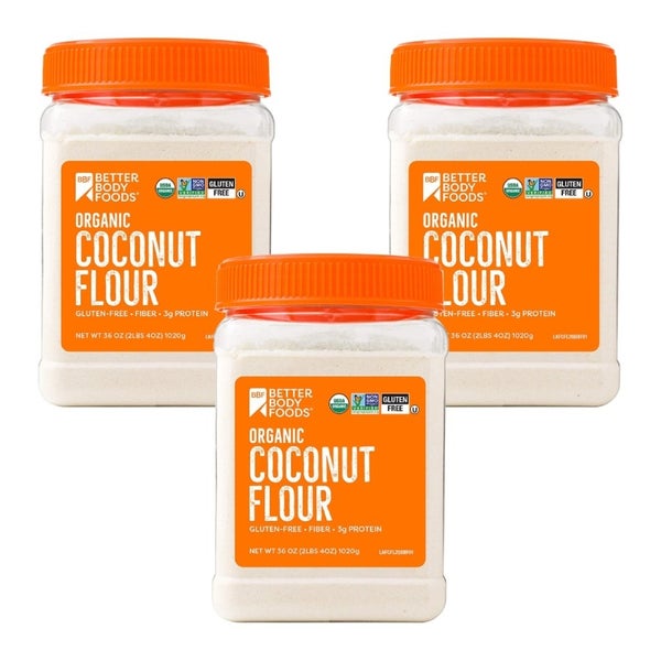 3- PACK OF Flour Organic Coconut Betterbody Foods Peanut 2.25 lb