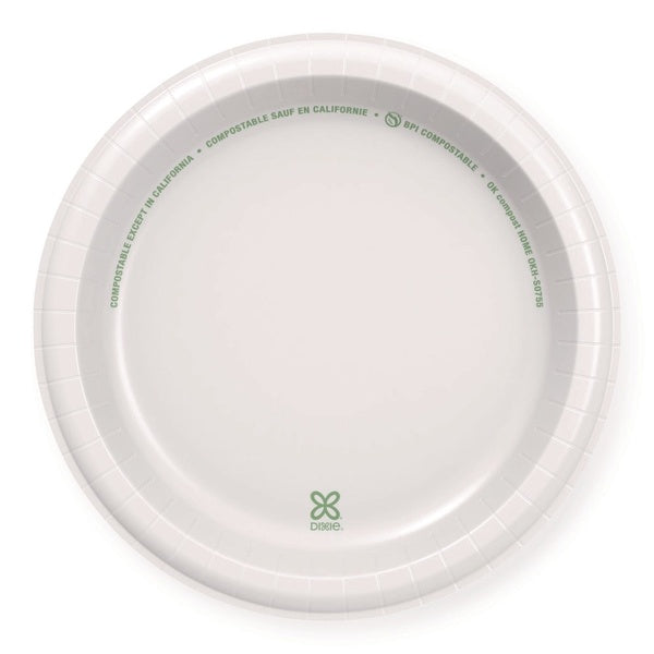 500-PACK OF Plate Paper Dixie DBP09W 8.5-Inch White Paper Dinner Plates - Convenient 4-Pack Carton for Lightweight Meals