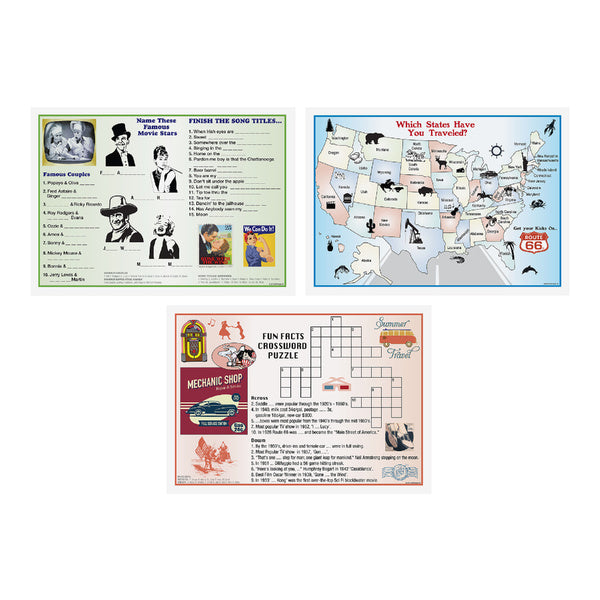 1-PACK OF PLACEMAT ASST 3 DSGNS MEMRYCRE