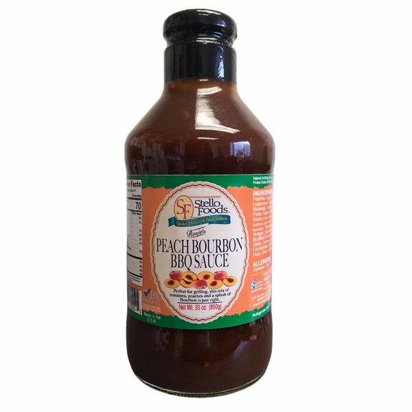 12-PACK OF Sauce BBQ Peach Bourbon Rosie's, Stello Foods