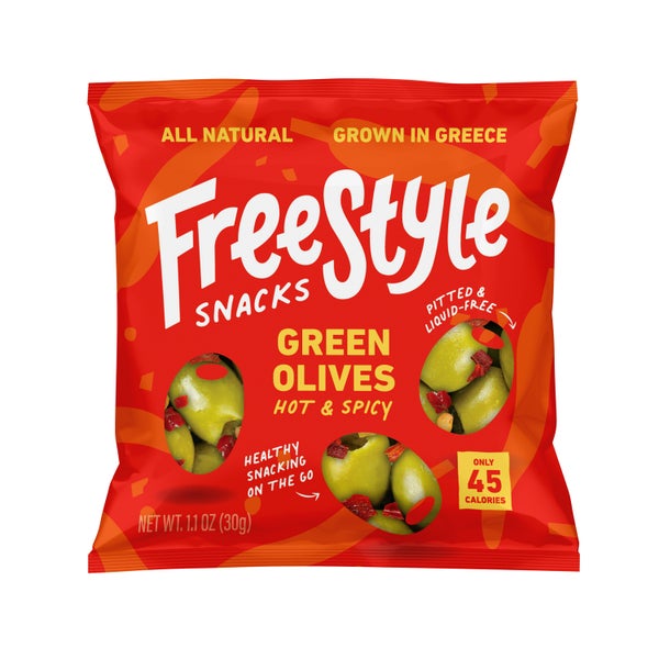 120-PACK OF Snack Olives Hot & Spicy Green Olives 1.1oz/120ct Party Pack BULK