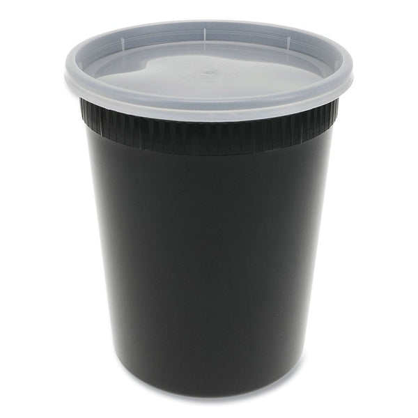 240-PACK OF Container Food Pactiv Corp. YSD2532B Newspring DELItainer 32 oz Plastic Microwavable Container - Black and Clear (240 Count) - Ideal for Food Storage and Takeout