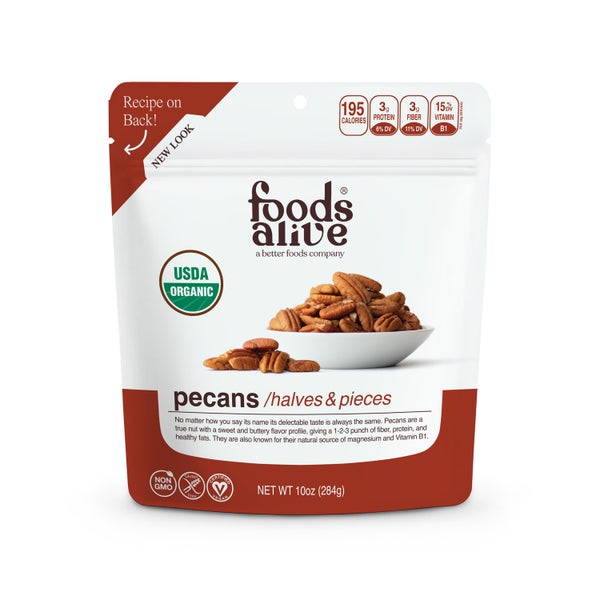 6-PACK OF Pecans Organic Unroasted, Foods Alive