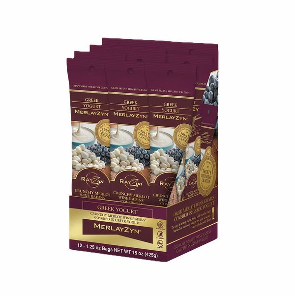 72-PACK OF Snack Raisin Coated Greek Yogurt MerlayZyn, Wine Rayzyn