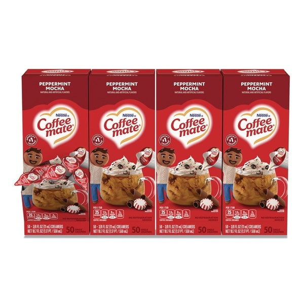 200-PACK OF Cream Coffee-Mate Peppermint Mocha Liquid Coffee Creamer Mini Cups - 0.38 oz, 200 Count, Perfect for Offices and Breakrooms