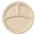 500-PACK OF PLATE ROUND COMPOSTABLE MOLDED FIBER 3-COMPARTMENT 10 INCH DISPOSABLE