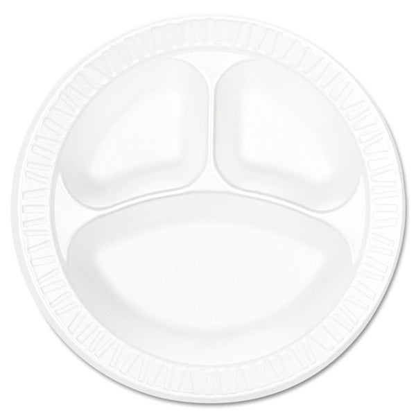 4-PACK OF PLATE FOAM CONCORDE, 3-COMPARTMENT, WHITE - 2000 PIECES
