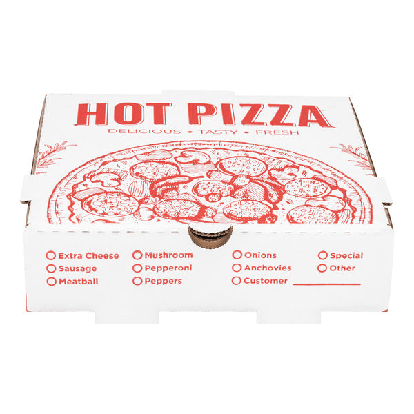50-PACK OF Container Takeout Karat [50 ct] Corrugated Pizza Box, 8''x8''x2'', Generic Print