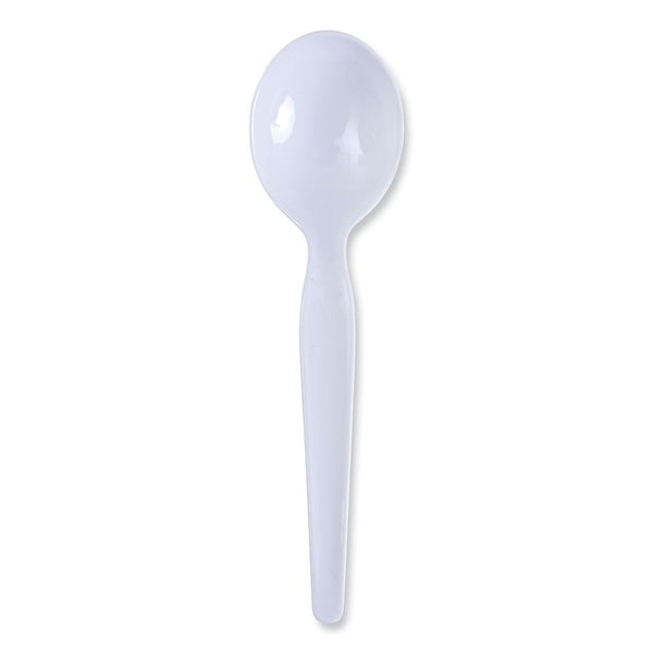 1000-PACK OF Cutlery Plastic High-Quality Boardwalk BWKSOUPHWPSWH Heavyweight Polystyrene Soup Spoons - White (1000 Count) for Catering and Events