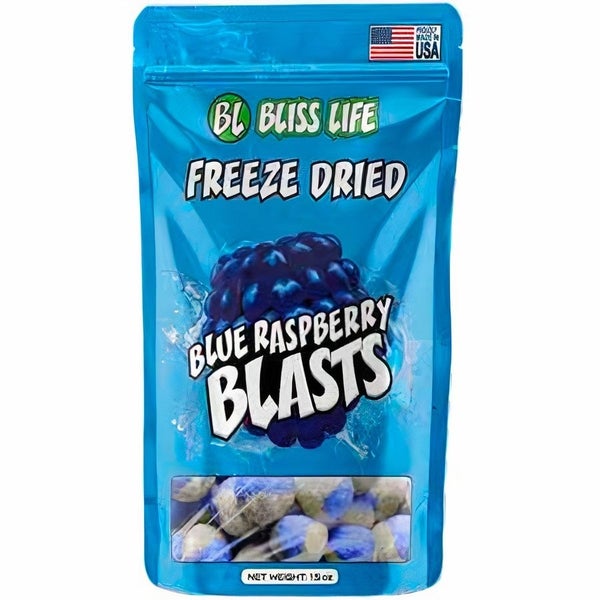 30-PACK OF Candy Freeze Dried Blasts Blue Raspberry, Bliss Life Products