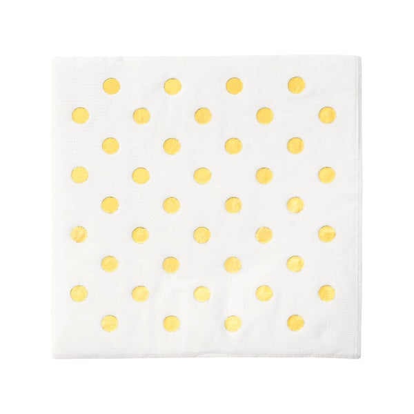 12-PACK OF Napkin Cocktail w/ Gold Dots Design