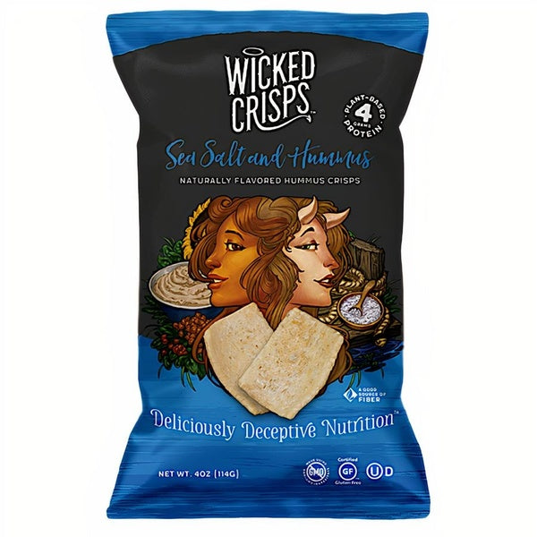 12-PACK OF Chip Crisp Sea Salt and Hummus, Wicked Crisps