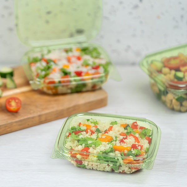 200-PACK OF Container Takeout Karat Earth 8oz PLA Hinged Deli Container, Green - 200 pcs