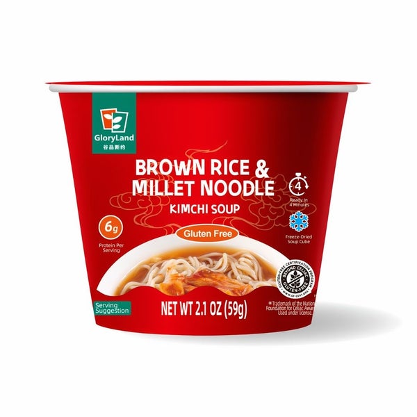 6-PACK OF Noodle Soup, Brown Rice and Millet Kimchi, GloryLand Food USA