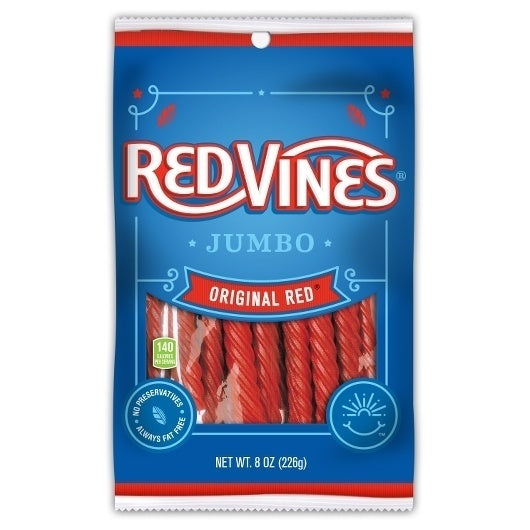 12-PACK OF Jumbo Original Red Twists Peg Bag American Licorice Co, 12 - 8 Oz