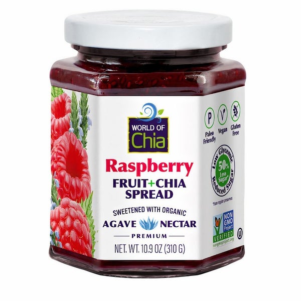 12-PACK OF Fruit Spread Raspberry Chia Premium, Space Enterprises (World of Chia)