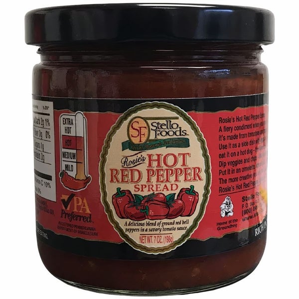12-PACK OF Spread Red Pepper Hot Rosie's, Stello Foods