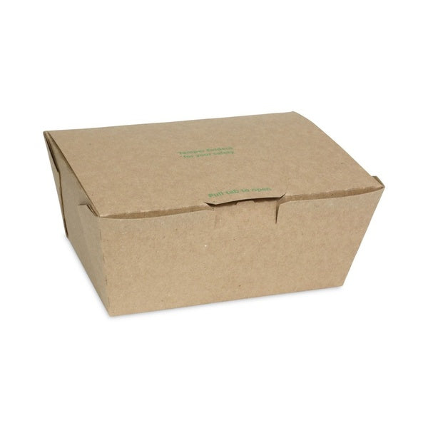 160-PACK OF Container Food Pactiv Corp. EarthChoice Tamper Evident OneBox Paper Box - 6.54 x 4.5 x 3.25 Inches - Kraft (160 Count) for Safe Food Delivery