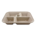 300-PACK OF World Centric TR-SC-BB-LFS 5-Compartment 12 in. x 9.5 in. x 2 in. Bento Box Paper Fiber Containers - Natural (300/Carton)