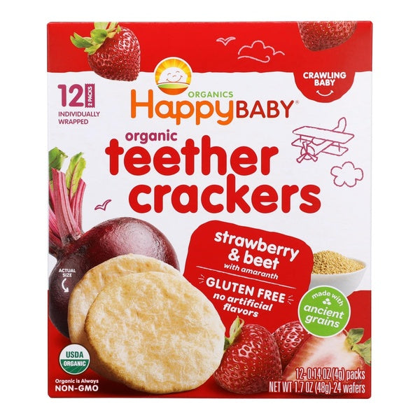 6-PACK OF Snack Puff Organic Strawberry Beet Happy Baby 1.69 oz