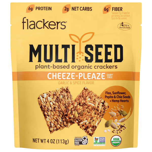 6-PACK OF CRACKER MULTISEED CHEEZE-PLEAZE, GARLIC AND SPICE