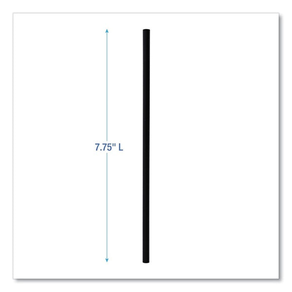 12500-PACK OF Straw Wrapped Boardwalk Jumbo Black Straws - 7.75 Inch Polypropylene Wrapped Straws (12500 Count) for On-the-Go Drinks