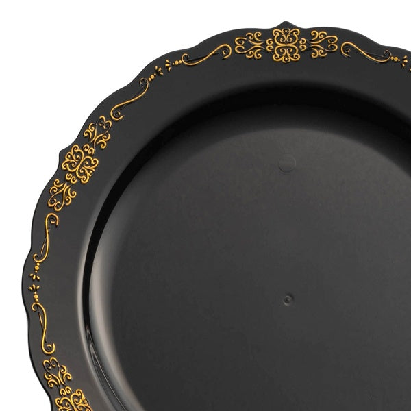 24-PACK OF Plate Salad 7.5" Black Vintage Rim