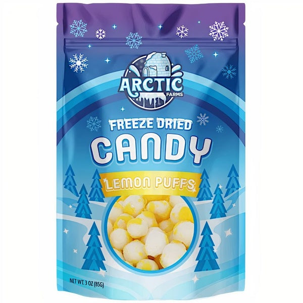 12-PACK OF Candy Freeze Dried Lemon Puffs Candy (Large Bag), Arctic Farms