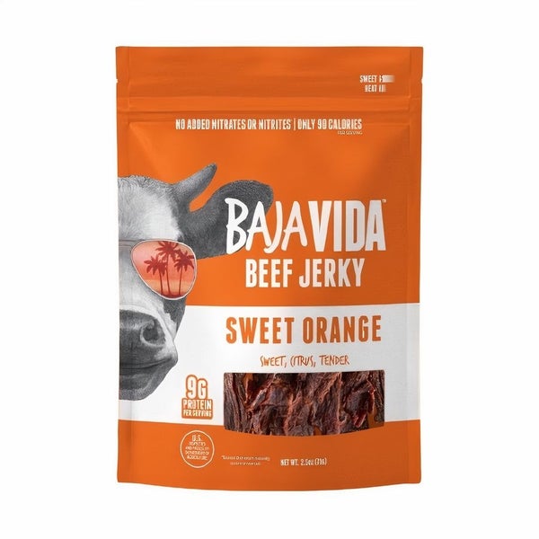 12-PACK OF Beef Jerky, Sweet Orange, Baja Vida Snacks