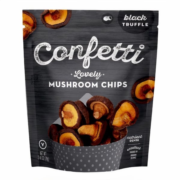 12-PACK OF Mushroom Dried Chips Lovely Black Truffle, Confetti Snacks