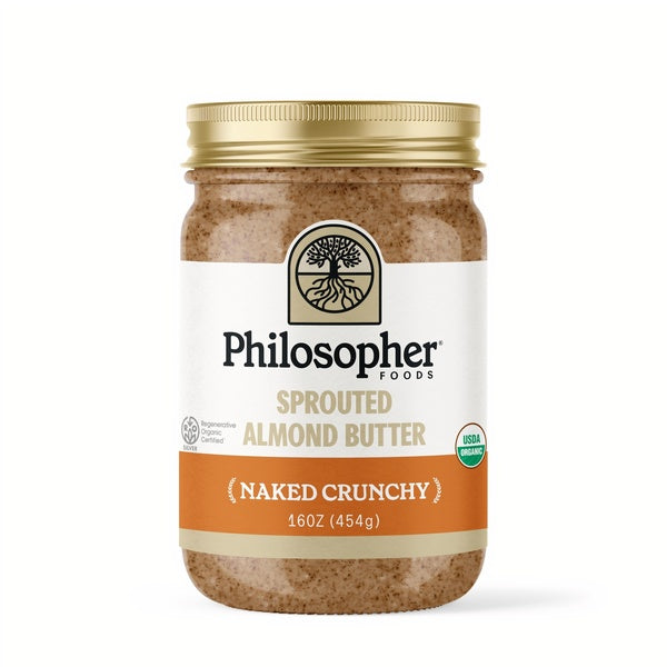 12-PACK OF Almond Butter Sprouted Naked Crunchy Alchemy 16oz, Philosopher Foods