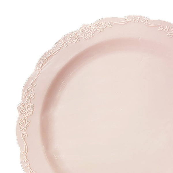 12-PACK OF Plate Plastic 10" Pink Vintage
