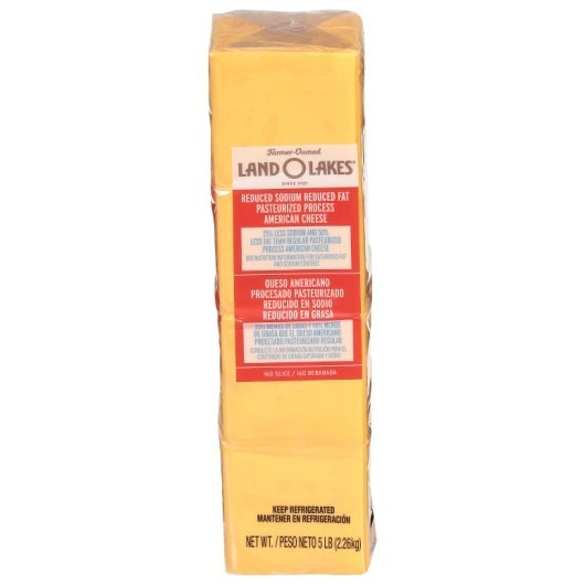 4-PACK OF 25% Reduced Sodium, 50% Reduced Fat Yellow American Cheese Slices Land O Lakes, 4 - 5 Lb