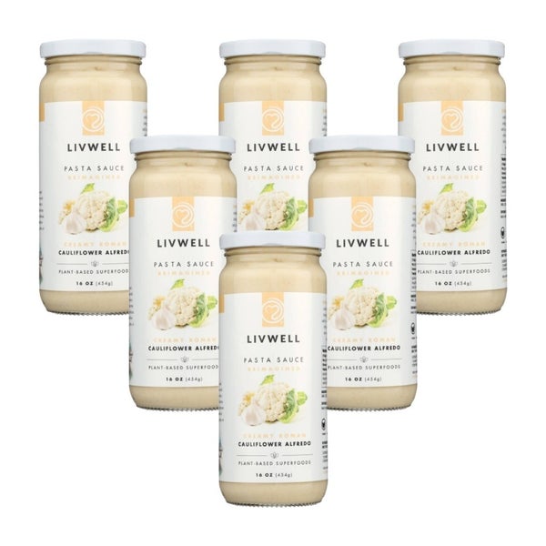 6-PACK OF Sauce Alfredo Cauliflower Garlic Livwell Foods 16 oz