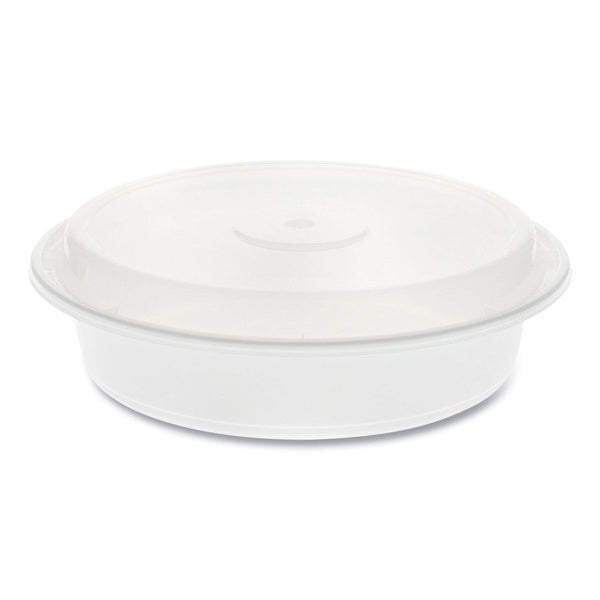 150-PACK OF Container Food Pactiv Corp. NC737 Newspring VERSAtainer 8x8x2.5 Round Plastic Microwavable Containers - 35 oz White/Clear (150 Count)