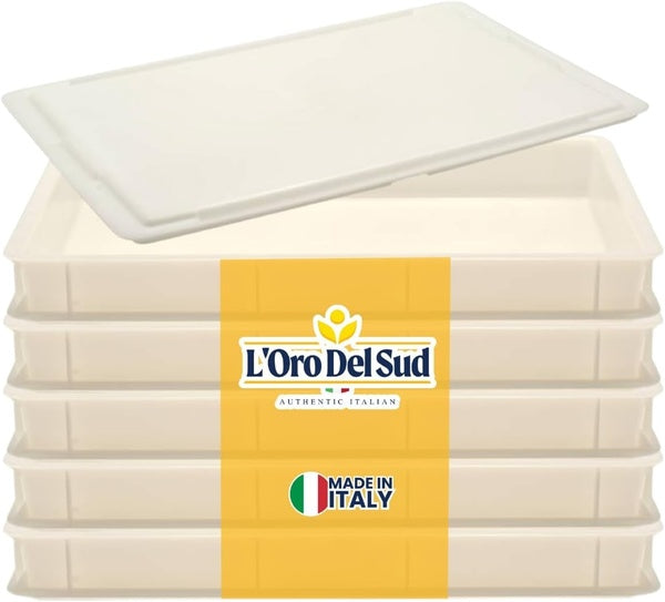 6-PACK OF L'Oro Del Sud, 5 Dough Proofing Box Trays with 1 Lid, White, 6 Pack