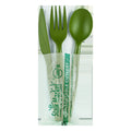 250-PACK OF Cutlery Compostable CPLA Heavy Weight 6.5" Cutlery Kit with Napkin, Green